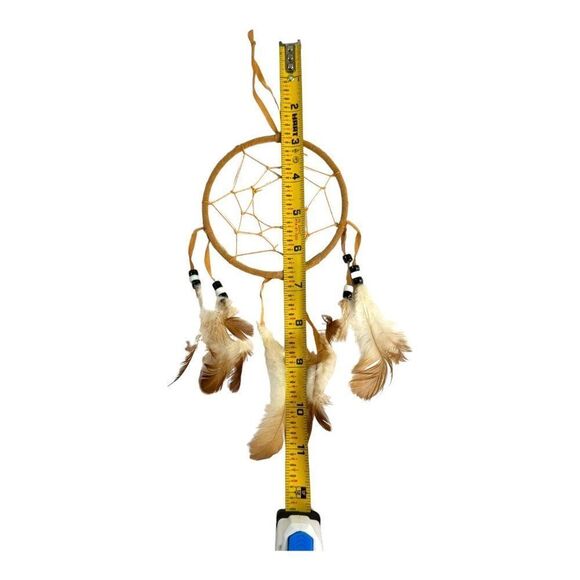 Handcrafted Dreamcatcher Feathers & Beads 4" Handmade Southwest Decor Authentic - Picture 5 of 6